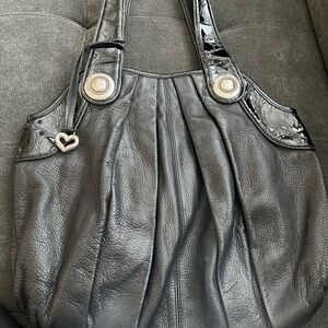 Vintage Brighton Black Leather Tote Bag